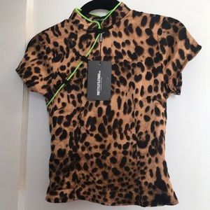PLT cheetah silk blouse